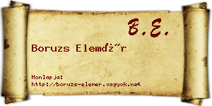Boruzs Elemér névjegykártya